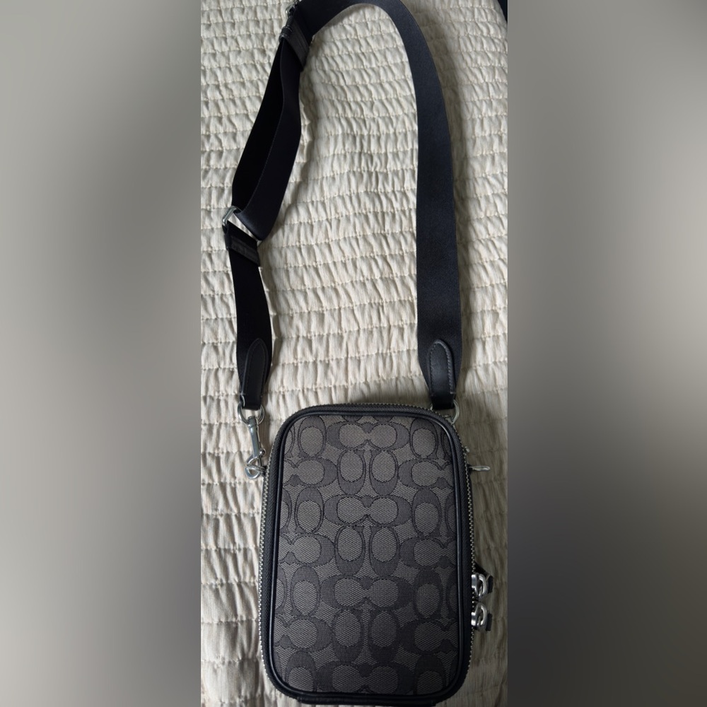Coach Black Belt Bag with Signature Monogram